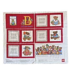Vtg B IS FOR BEAR CLOTH BOOK PANEL TEDDY BEARS CUT & SEW Teddy Bear BABY BOOK